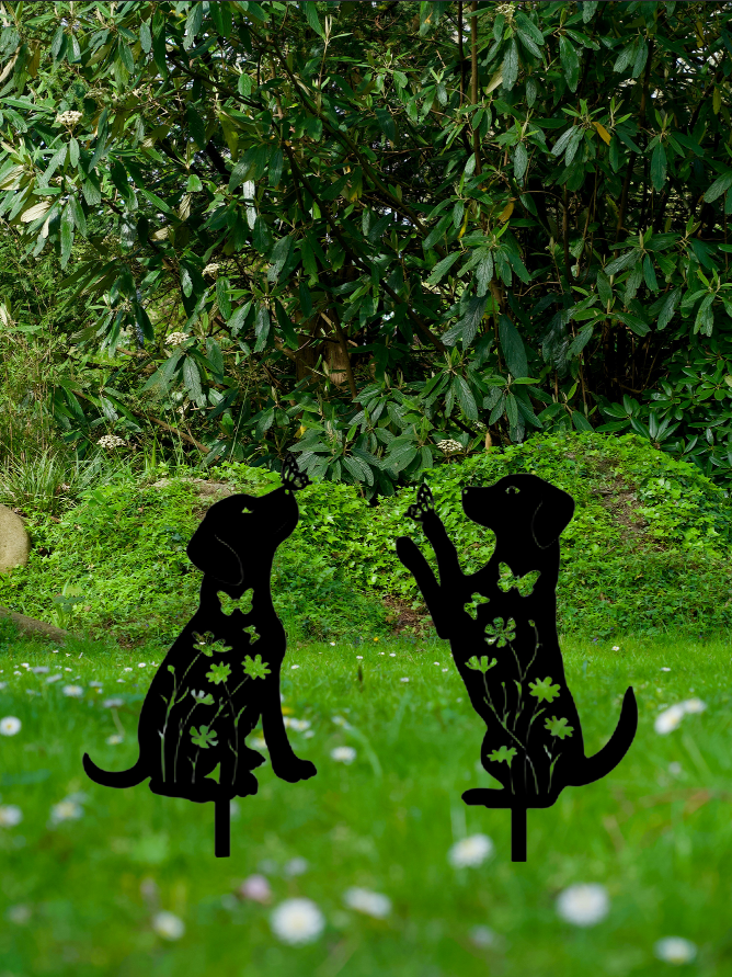 Dog Silhouette Garden Stakes — Set of 2