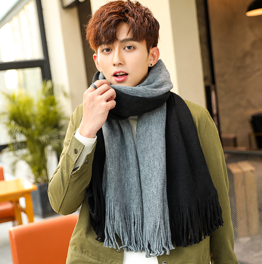 Color-Block Scarf — Black and Grey