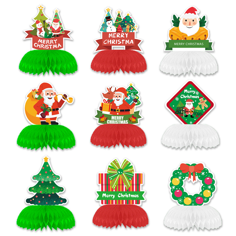 Christmas Honeycomb Table Decorations — Set of 9