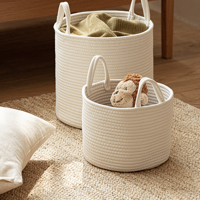 Cotton Rope Storage Basket — White, 36 × 40 cm